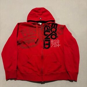 Ecko Unlimited Zip Up Hoodie Size XL Red Y2K Embroidery Casual Skateboard